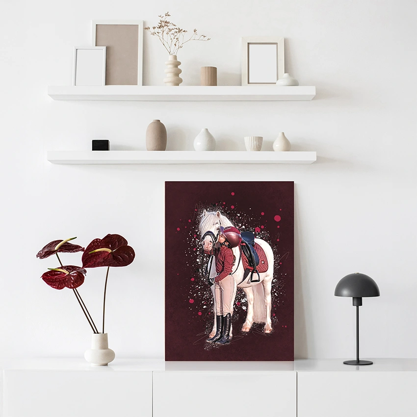 Woonkamer-splash-kunstwerk-meisje-pony